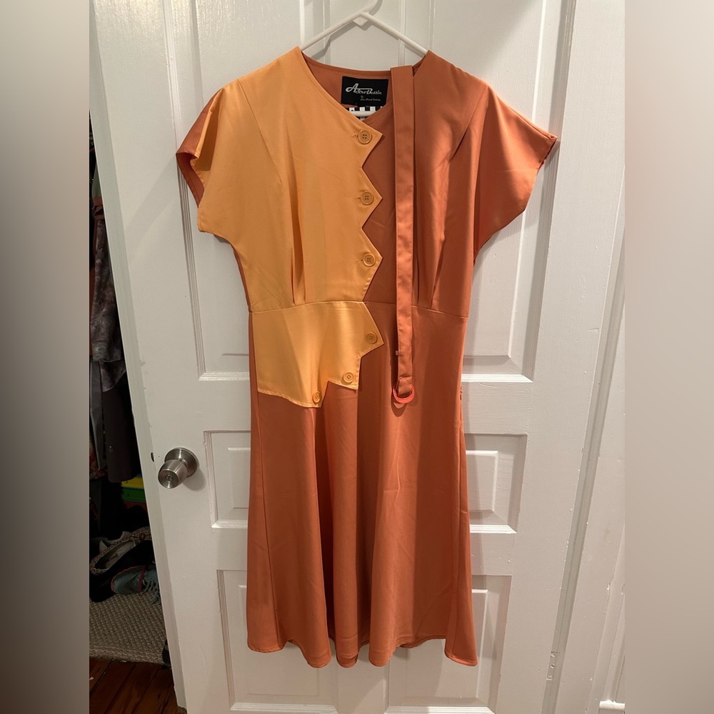 Astro Betties two tone sawtooth 1940s dress.